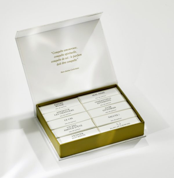 The Grand Discovery Set by Parfum d’Empire – open box showing 20 perfume samples